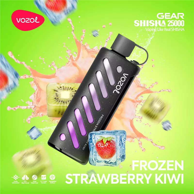ویپ یکبار مصرف ووزول گیرشیشا توت فرنگی کیوی VOZOL GEAR SHISHA FROZEN STRAWBERRY KIWI 25000