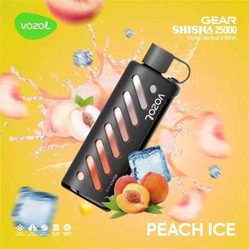 ویپ یکبار مصرف ووزول گیرشیشا هلو یخ VOZOL GEAR SHISHA PEACH ICE 25000