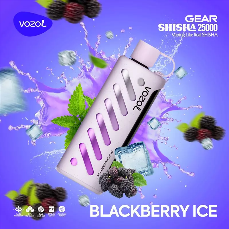 ویپ یکبار مصرف ووزول گیرشیشا بلک بری یخ VOZOL GEAR SHISHA BLACKBERRY ICE 25000
