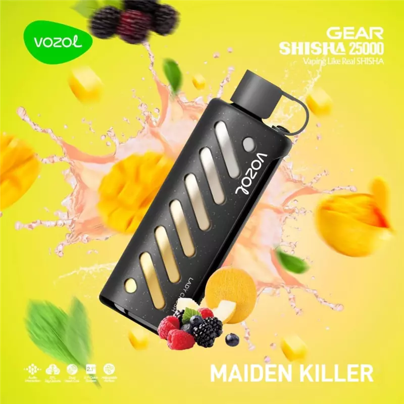 ویپ یکبار مصرف ووزول گیرشیشا طالبی رزبری انبه VOZOL GEAR SHISHA MAIDEN KILLER 25000
