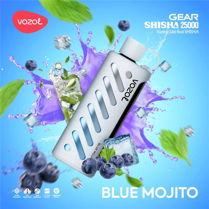 ویپ یکبار مصرف ووزول گیرشیشا بلوبری موهیتو VOZOL GEAR SHISHA BLUE MOJITO 25000