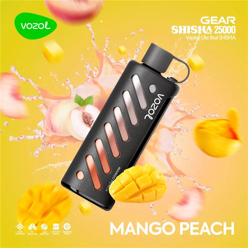 ویپ یکبار مصرف ووزول گیرشیشا بلک انبه هلو VOZOL GEAR SHISHA MANGO PEACH 25000