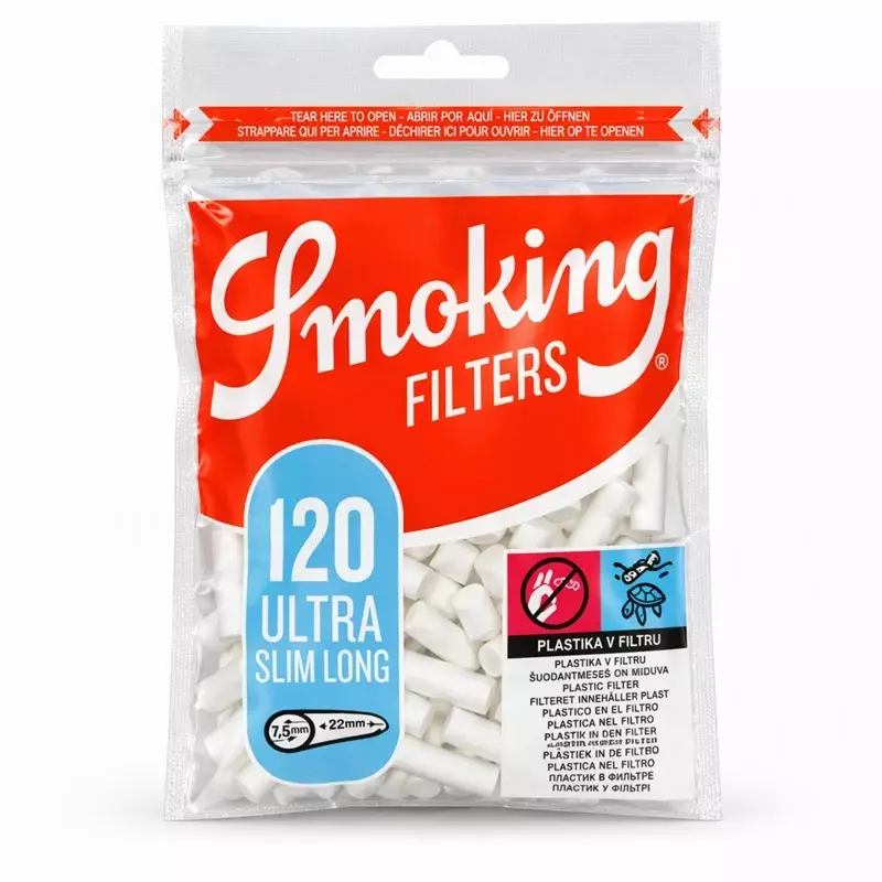  فیلتر سیگار اسموکینگ الترا اسلیم لانگ بسته ی 120 عددی Smoking ultra slim long cigarettes filter 5.7 * 22 mm 120 per bag