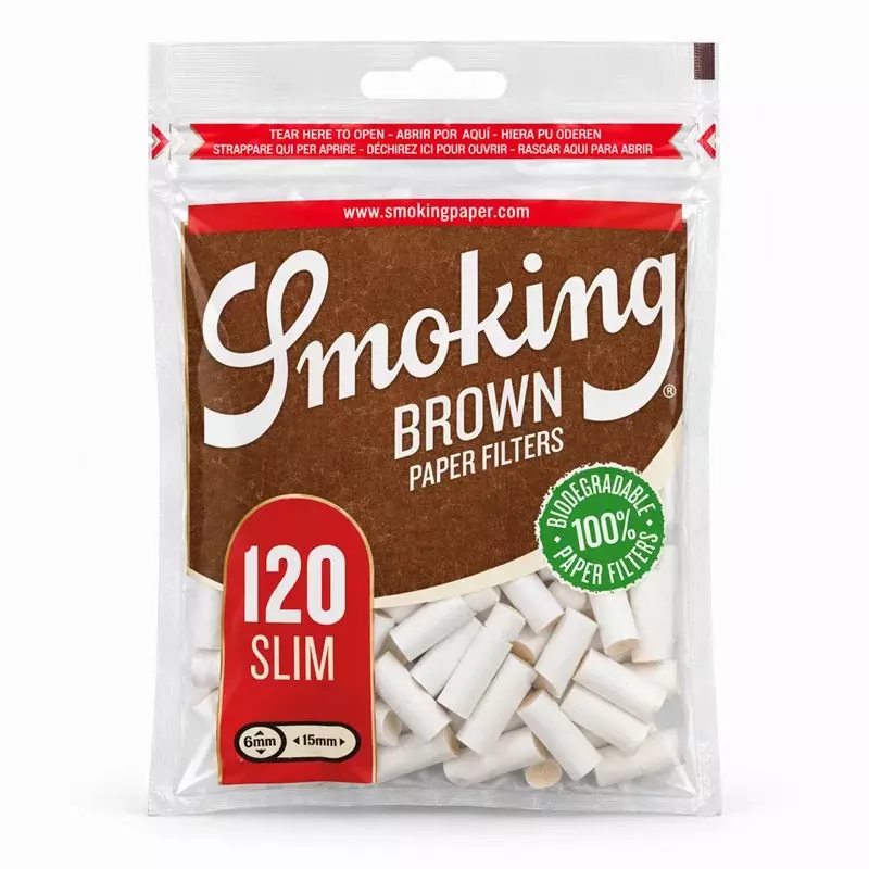  فیلتر سیگار اسموکینگ کلاسیک اسلیم براون بسته ی 120 عددی Smoking  Classic Slim Brown cigarettes filter 6 * 15 mm 120 per bag