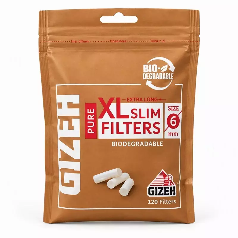 فیلتر سیگار گیزه اسلیم بسته ی 120 عددی Gizeh pure xl slim filter 6 * 19 mm 120 per bag