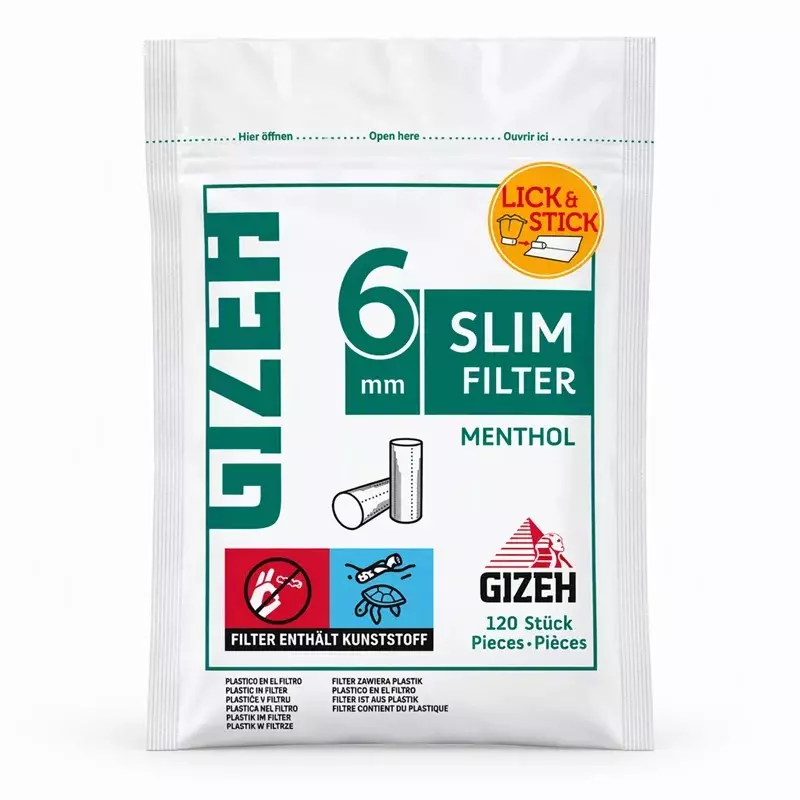 فیلتر سیگار گیزه اسلیم نعنایی بسته ی 120 عددی Gizeh Slim Filter Menthol 6 mm 120 per bag