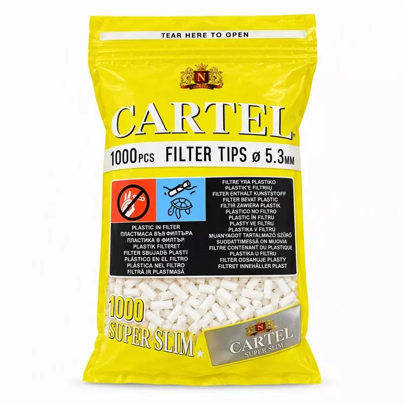 فیلتر سیگار کارتل سوپر اسلیم بسته ی 1000 عددی cartel super slim cigarettes filter